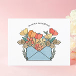 Carte Postale Nouveau flux d'adresses illustré<br><div class="desc">Informez tout le monde de votre changement ou de votre déplacement sans effort avec notre carte postale "Nous avons une nouvelle adresse". Cette charmante carte postale illustre une enveloppe ornée de fleurs vibrantes, qui sert de faire-part délicieuse pour votre déménagement. L'avant présente le message de manière visible, tandis que l'arrière...</div>