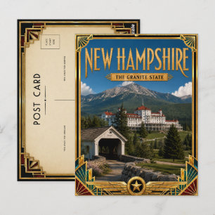 Carte Postale Nouveau Hampshire Art Déco Vintage Âge d'Or