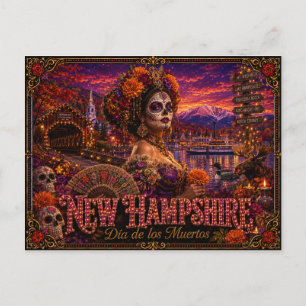 Carte Postale Nouveau Hampshire Día de los Muertos Rétro
