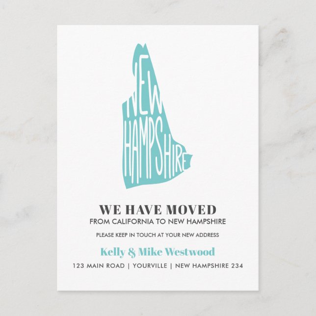Carte Postale NOUVEAU HAMPSHIRE Nous avons déménagé Nouvelle adr (Devant)