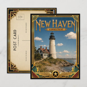 Carte Postale Nouveau Haven Connecticut Art Déco Vintage Âge d'O