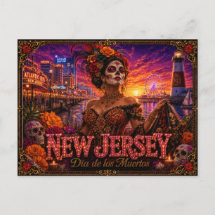 Carte Postale Nouveau Jersey Día de los Muertos Rétro