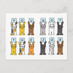 Carte Postale Nouveau job Félicitations Cartoon Cats