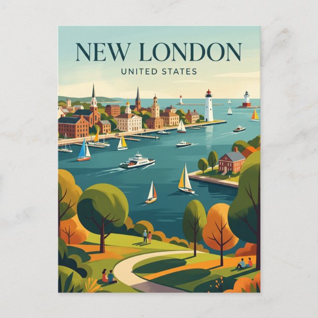 Carte Postale Nouveau Londres Connecticut (Devant)