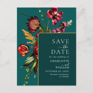 Carte Postale Nouveau mariage Fleurs Enregistrer la date Code QR