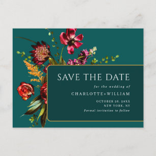 Carte Postale Nouveau mariage Fleurs Enregistrer la date Code QR