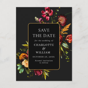Carte Postale Nouveau mariage Fleurs Enregistrer la date Code QR