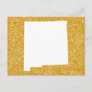 Carte Postale Nouveau-Mexique en paillettes blanches et dorées