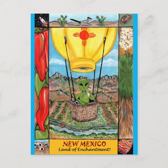 Carte Postale Nouveau-Mexique Roswell Alien Funny Hot Air Balloo (Devant)