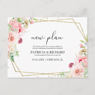 Carte Postale Nouveau plan Elegant Blush Floral Mariage géométri