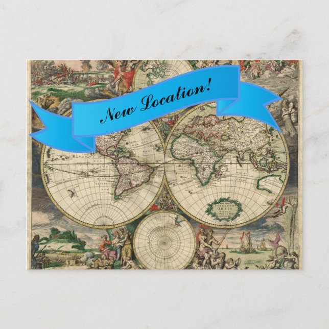 Carte Postale Nouveau site Vintage World Map (Devant)