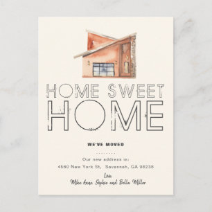 Carte Postale Nouveau Sweet Home Typographie Moving Faire-part