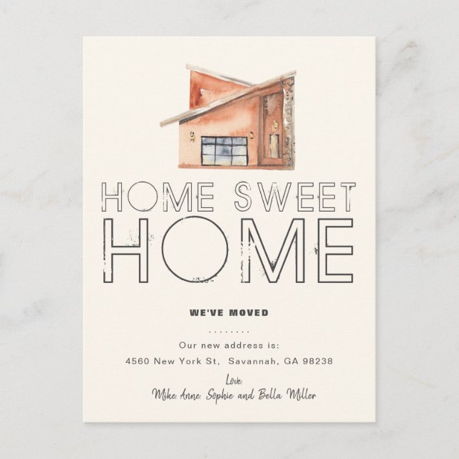Carte Postale Nouveau Sweet Home Typographie Moving Faire-part (Devant)