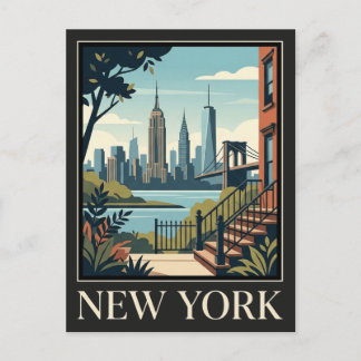 Carte Postale Nouveau Voyage Rétro Vintage à New York