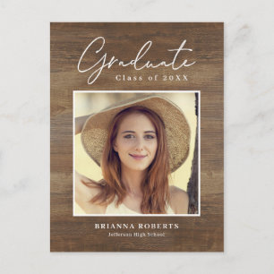 Carte Postale Nouveau Voyage Rustique Faire-part de graduation P