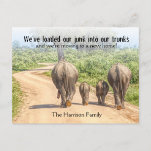 Carte Postale Nouveaux éléphants de maison Nous déménageons Fair