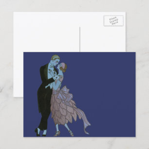 Carte Postale Nouveaux mariés Art Déco vintage, Danse Mariage d'