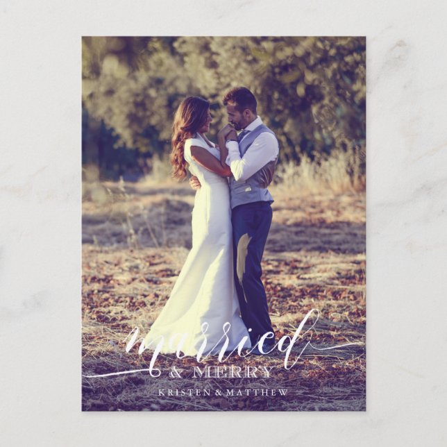 Carte Postale Nouveaux mariés Premier Noël Pleine photo Bleed (Devant)