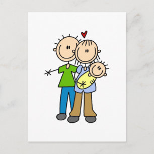 Carte Postale Nouveaux parents avec des Tshirts bébé et cadeaux