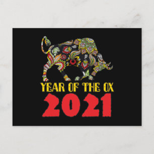 Carte Postale Nouvel An chinois 2021 - Année du bœuf