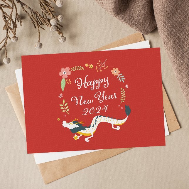 Carte Postale Nouvel An Lunaire 2024 Année Du Dragon (Créateur téléchargé)