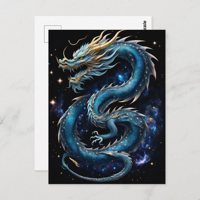 Carte Postale Nouvel An lunaire chinois du dragon, poste (Devant / Derrière)
