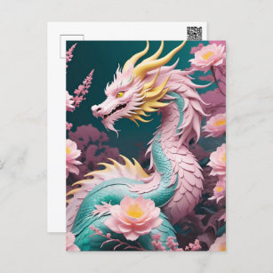 Carte Postale Nouvel An lunaire chinois du dragon, poste