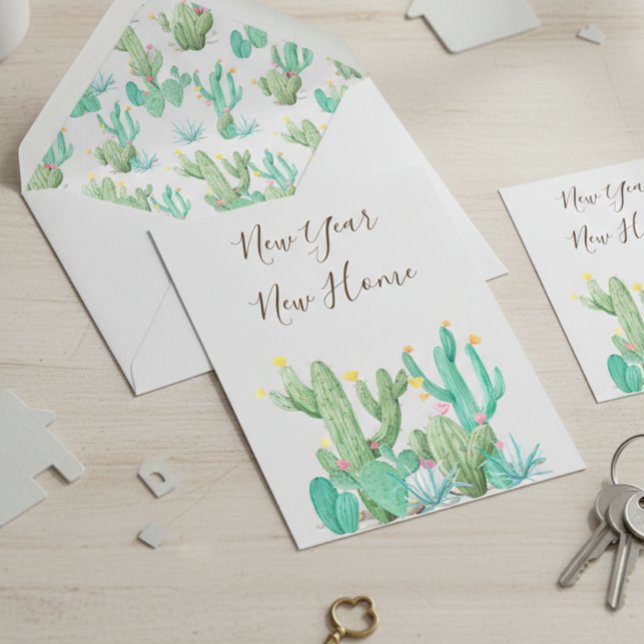 Carte Postale Nouvel An Nouvel An Accueil Faire-part Cactus Dése (Créateur téléchargé)