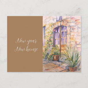 Carte Postale Nouvel an nouvelle maison vintage aquarelle