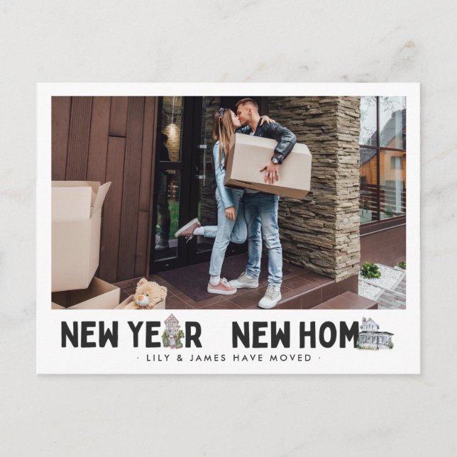 Carte Postale Nouvel An | Photo Changement d'adresse (Devant)