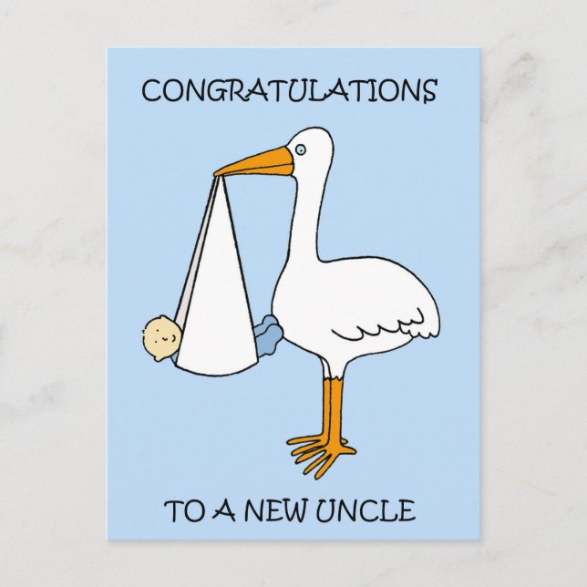 Carte Postale Nouvel oncle pour félicitations de bébé garçon (Devant)