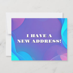 Carte Postale Nouvelle adresse Abstraite Blue and Pink Waves