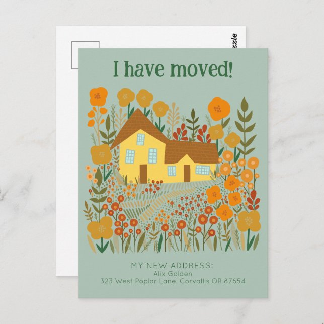 Carte Postale Nouvelle Adresse Accueil J'Ai Déplacé Fleurs Agric (Devant / Derrière)