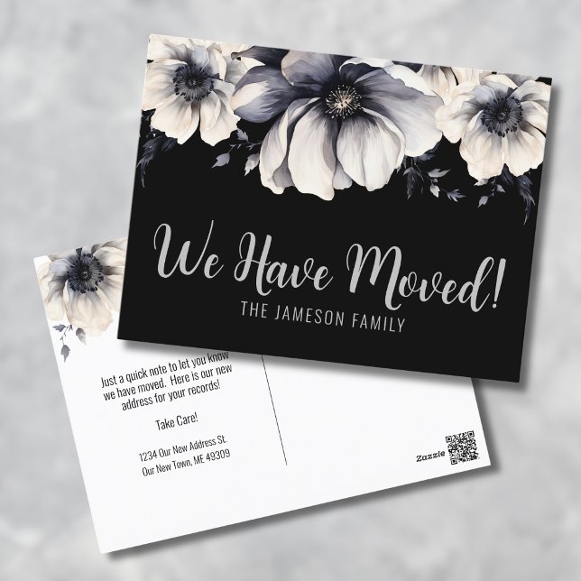 Carte Postale Nouvelle Adresse Annonce de Déménagement Florale A (Watercolor Floral Moving Announcement Postcard)