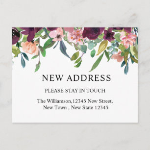 Carte Postale Nouvelle adresse   Aquarelle Florale et Verdure