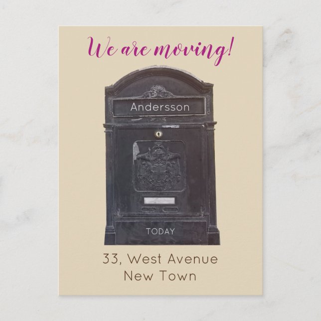 Carte Postale Nouvelle adresse Black Mailbox Photo Texte personn (Devant)