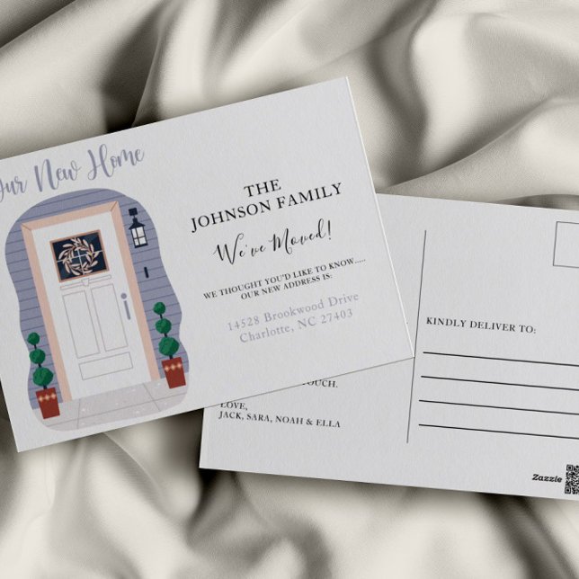 Carte Postale Nouvelle adresse Blue Pastel We've Moved Faire-par (Créateur téléchargé)