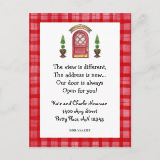 Carte postale nouvelle adresse de la porte rouge