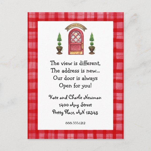 Carte postale nouvelle adresse de la porte rouge (Devant)