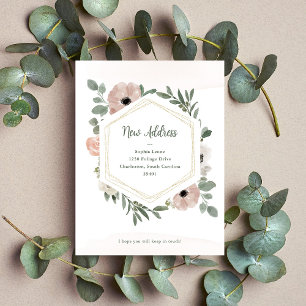 Carte Postale Nouvelle adresse   Dusty Peach Flowers and Greener