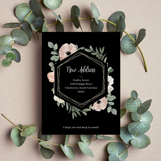 Carte Postale Nouvelle Adresse | Fleurs de Pêche Poussiéreuses s (Créateur téléchargé)