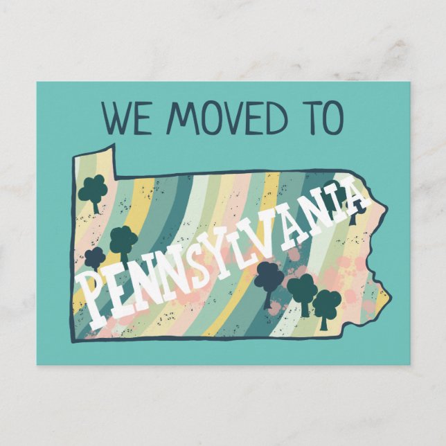 Carte Postale NOUVELLE ADRESSE MAISON Pennsylvanie State Map (Devant)