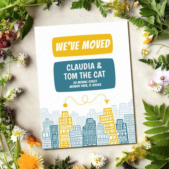 Carte Postale nouvelle adresse nous déménageons ville de dessin  (Créateur téléchargé)