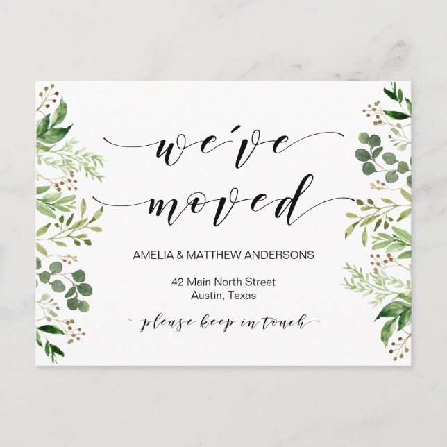 Carte Postale Nouvelle Adresse, Verdure, Faire-part mobile (Devant)