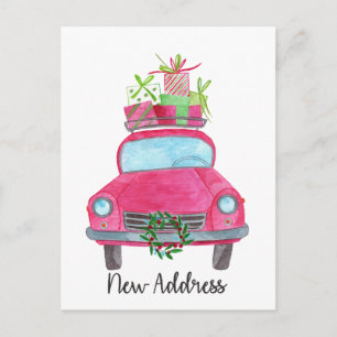 Carte Postale Nouvelle adresse Voiture de Noël classique
