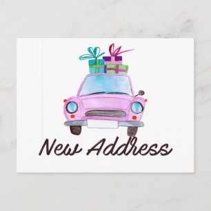 Carte Postale Nouvelle adresse Voiture de Noël classique