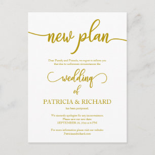 Carte Postale Nouvelle annonce de report de mariage en or