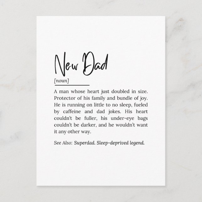 Carte Postale Nouvelle définition de papa – Citation drôle et to (Devant)