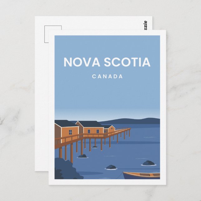 Carte Postale Nouvelle-Écosse Canada Illustration des lieux de v (Devant / Derrière)