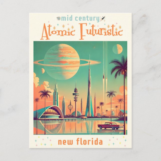 Carte Postale Nouvelle Floride Futuriste Atomique (Devant)